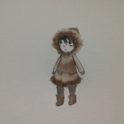 I bought watercolour paper and tested the girl character on it - I decided I really liked how this character test came out, and so I would aim to recreate it!