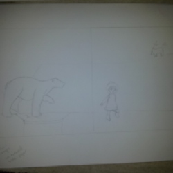 Drawing out some of the first pages on the watercolour paper. (I made them slightly larger than 180mm so that I would have excess to make it smaller, rather than bigger which could decrease it's quality when scanned)